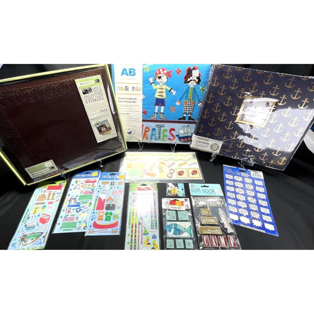 K & Company 12 x 12 Scrapbook 3 Album Lot Pirate Anchors Leather + more NEW